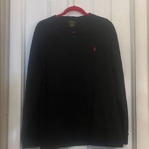 Ralph Lauren Black Long Sleeve Tee with Red Pony Logo